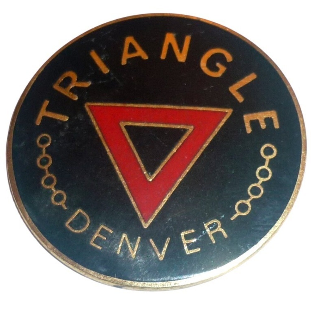 Vintage Triangle Denver Colorado Enamel‎ Token Inverted Red Pink Triangle Coin